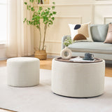 Nesting Ottomans, Round Coffee Table & Bench With Tray (Set of 2)