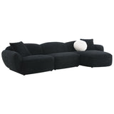 Lucifer - Sectional Sofa With 3 Pillows - Black Shimmer Chenille