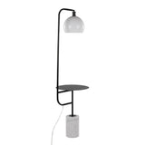 Symbol - Metal Floor Lamp with Side Table - Black Metal, White Marble, White Glass