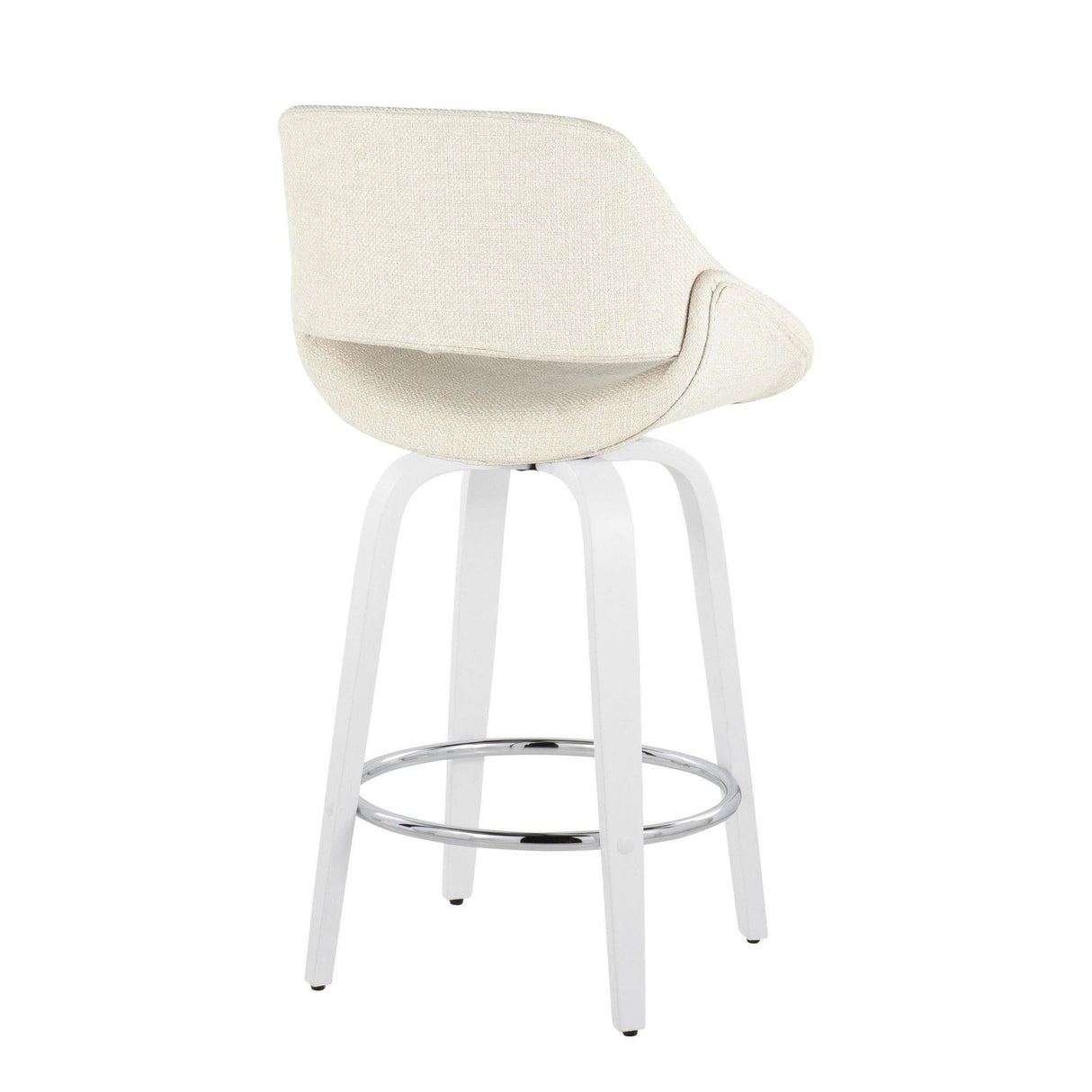 Cinch - Contemporary Fixed-Height Swivel Counter Stool (Set of 2) - White Wood And Chrome
