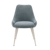 Laela - Side Chair Set of 2) - Light Blue Boucle & White