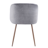 Luna - Contemporary Dining / Accent Chair (Set of 2) - Walnut With Gray Velvet