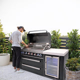 Mont Alpi Black Series 8 Ft Natural Gas Outdoor Kitchen Island w/ Side Burner & Fridge - MAi805-BSSFC