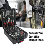 899 Piece Home Repair Tool Set With Rolling Plastic Toolbox, 4 Drawers, General Household Maintenance Kit