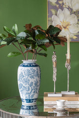 Round Table With Elegant Foral Design And Mirrored