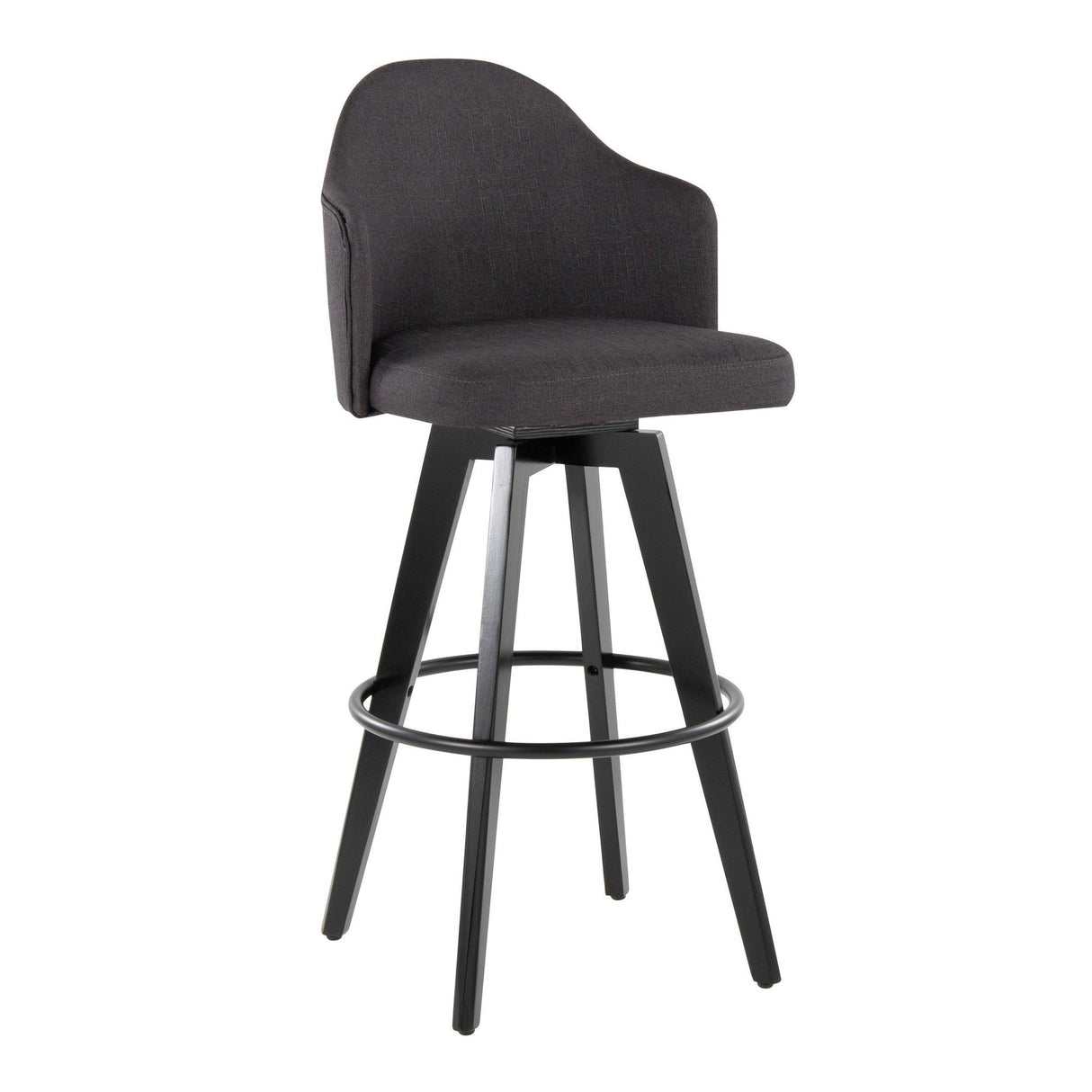 Ahoy - Upholstered Fixed-Height Barstool (Set of 2) - Black Base, Black Footrest