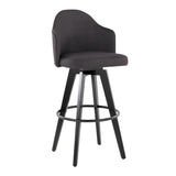 Ahoy - Upholstered Fixed-Height Barstool (Set of 2) - Black Base, Black Footrest