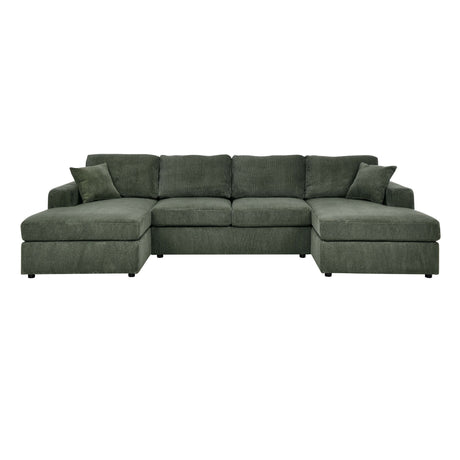3 Piece Corduroy Double Chaise Sectional Sofa
