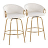 Claire - 26" Fixed-Height Counter Stool With Swivel And Round Gold Metal Footrest (Set of 2) - Gold Metal