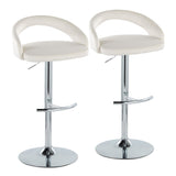 Grotto - Upholstered Adjustable Barstool - Chrome Metal Base