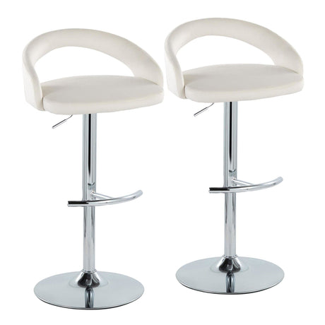 Grotto - Upholstered Adjustable Barstool - Chrome Metal Base