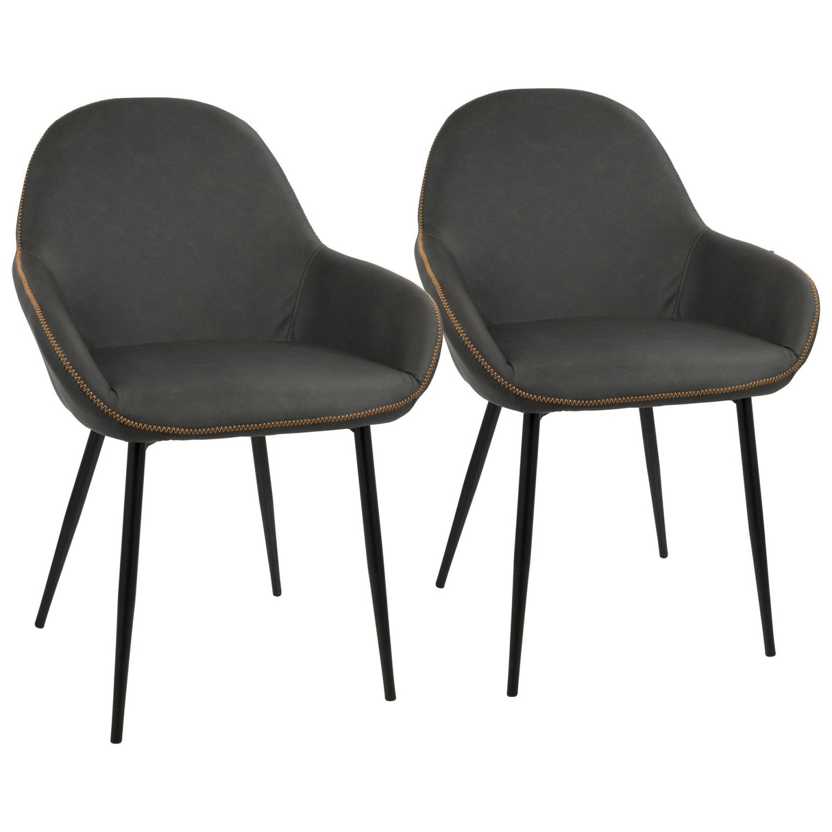 Clubhouse - Dining Chair - Black With Gray Vintage Faux Leather (Set of 2)