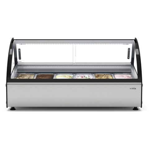 46 in. Countertop Gelato Display Case with 6 Pans and Built-in Glass Sneeze Guard in Stainless-Steel (KM-CGD-6P)
