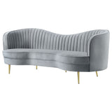 Reigha - Upholstered Sofa Lounge Furniture With Channel Tufted Backrest - Gray