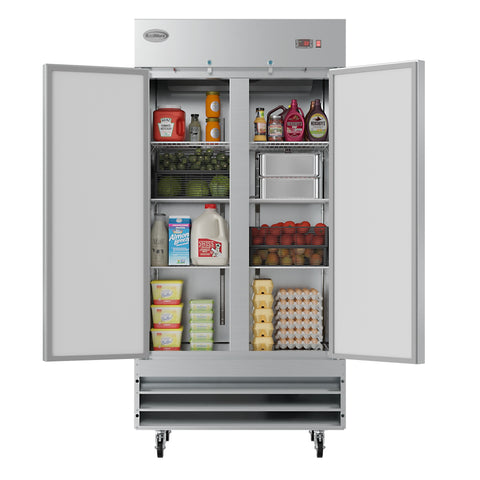 39 in. Commercial Stainless Steel 2-Door Reach-In Refrigerator, 30 cu. ft. RIR-2D-SS35C