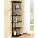 Corner Bookcase With 5 Shelves, Compact Design For Living Room - Cappuccino