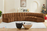 Arc - Velvet 6 Piece U-Shaped Modular Sofa - Saddle