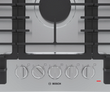 Bosch NGM5659UC gas cooktop knobs and bezel detail