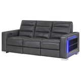 Yamein - Power Reclining Sofa With Bookcase Arms And LED Lights - Charcoal