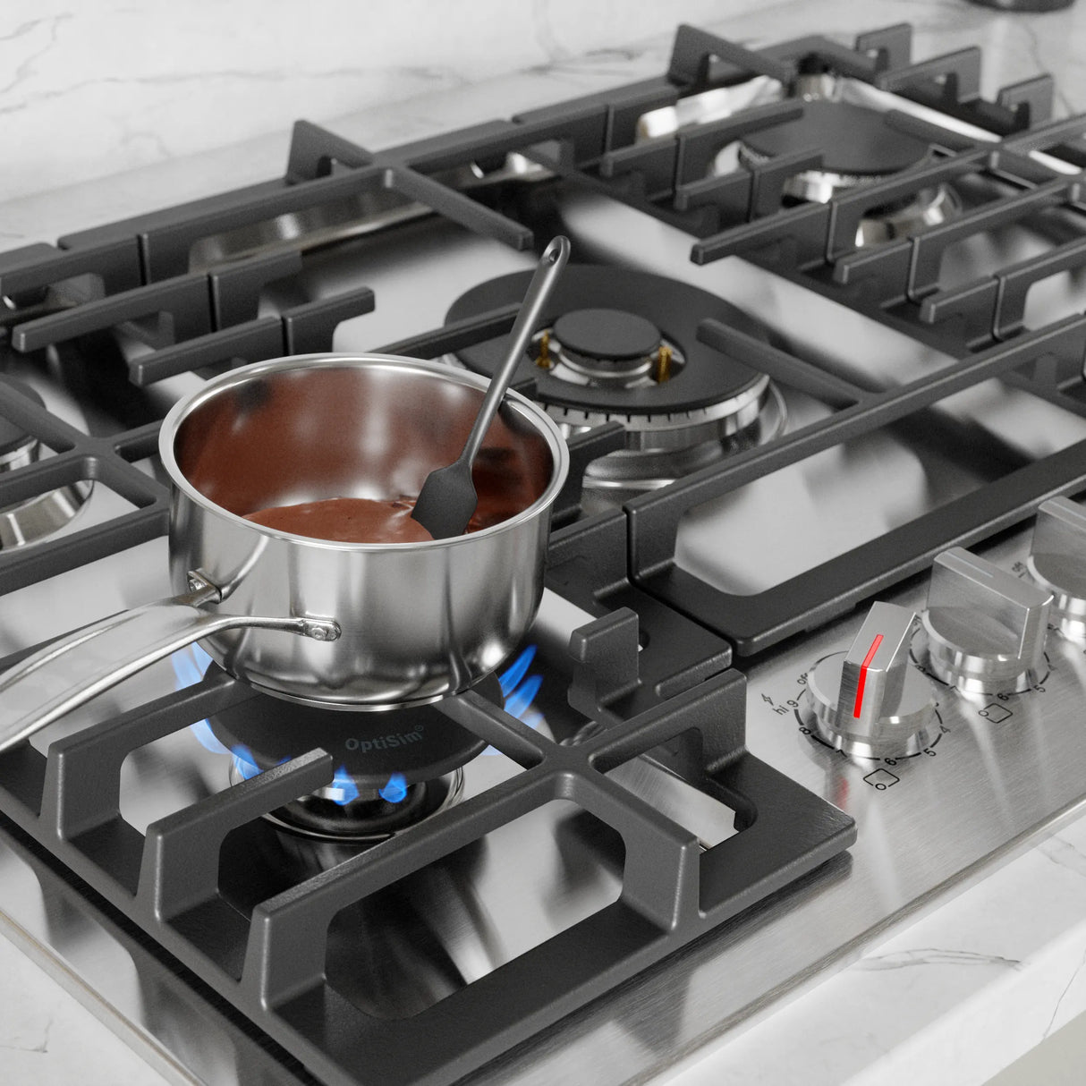 Bosch NGM8059UC gas cooktop melting chocolate on OptiSim burner