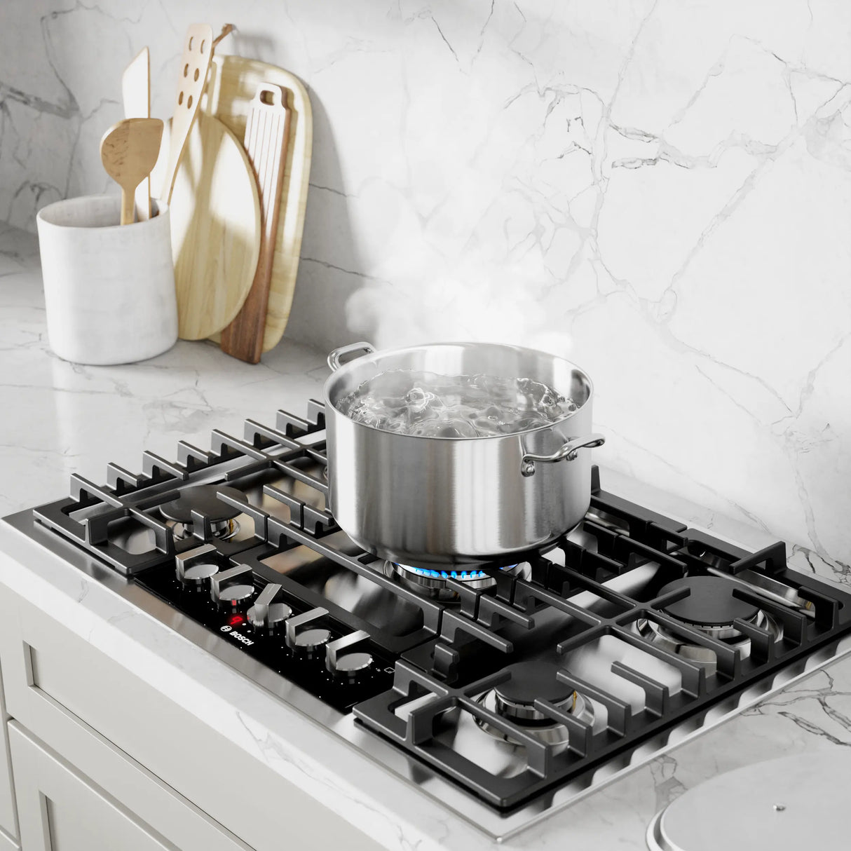 Bosch NGMP059UC gas cooktop boiling water