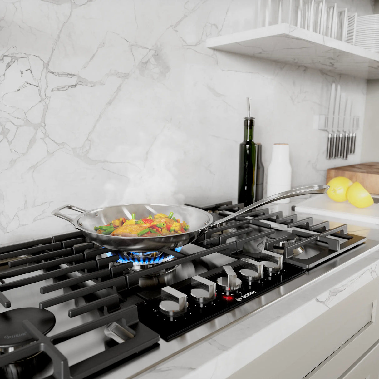 Bosch NGMP659UC cooking fish and vegetables