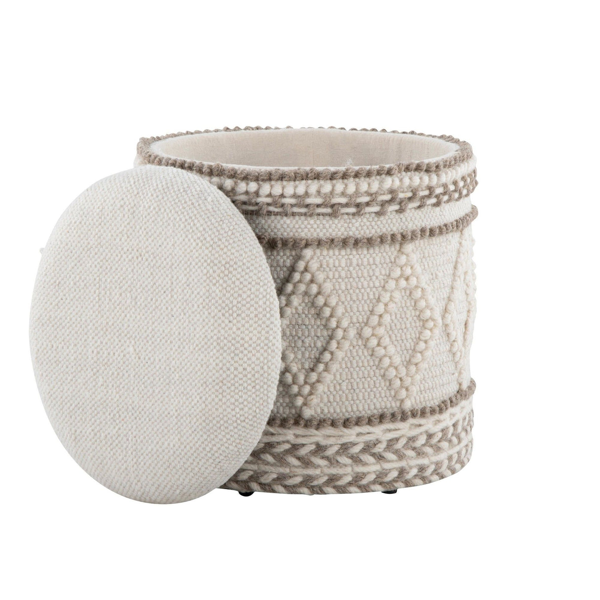 Tahoe - Pom Pom Ottoman - Beige Wool