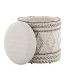 Tahoe - Pom Pom Ottoman - Beige Wool