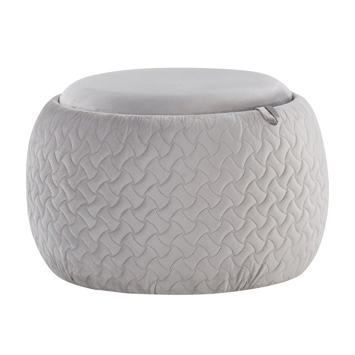 Tray - Pouf Contemporary Ottoman - Natural Wood And Silver Velvet
