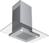 Bosch HCG56651UC wall hood angled up view