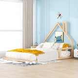Elegant Floor Bed With House Shaped Headboard
