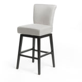 Quicksilvered - Upholstered Swivel Counter Stool With Wood Legs - Beige