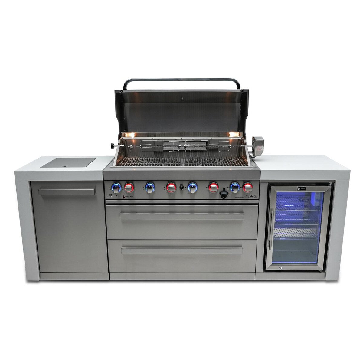 Mont Alpi Deluxe Series 8 Ft Propane Outdoor Kitchen Island w/ Side Burner & Fridge - MAi805-DFC