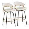 Jie - 26" Fixed-Height Counter Stool With Swivel - Gold Metal (Set of 2)