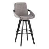 Cosmo - Fixed-Height Barstool (Set of 2) - Black Wood Base, Black Footrest