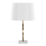Moon - Table Lamp - White Marble, Gold Metal And White Shade