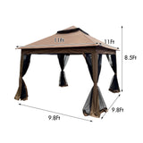 Outdoor Pop Up Gazebo Canopy With 2 Tier Soft Top And Removable Zipper Netting