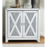 Noralie - 2 Door Console Cabinet - Mirrored & Faux Diamonds