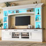 Extra Long TV Stand With 7 Color LED Lights, Adjustable Shelves & Storage Cabinets