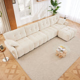 Sofa Set With Ottoman And Pillows, Textured, High Resilience Cushions