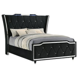 Mika - LED Upholstered Bed With Tufted Wingback Headboard And Ambient Lighting