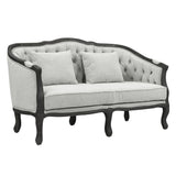 Samael - Loveseat With 2 Pillows - Gray Linen & Dark Brown