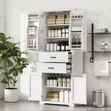 Multi Functional Storage Cabinet With Adjustable Shelves, 2 Drawers, Door Shelves