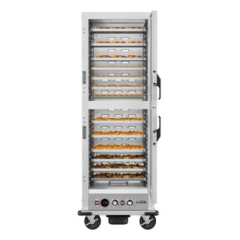 33 in. Commercial Insulated Heated Holding/Proofing Cabinet with 36-Pan Capacity and Solid Dutch Doors in Silver (KM-CHP36-SIDD)
