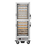 33 in. Commercial Insulated Heated Holding/Proofing Cabinet with 36-Pan Capacity and Solid Dutch Doors in Silver (KM-CHP36-SIDD)