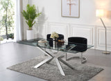 Juno - Glass Dining Table - Pearl Silver