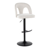 Ava - Upholstered Adjustable Barstool (Set of 2) - Black Metal