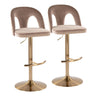 Ava - Upholstered Adjustable Barstool (Set of 2) - Gold Base
