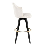 Ahoy - Upholstered Fixed-Height Barstool (Set of 2) - Black Base, Gold Footrest