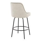 Marcel - 27" Fixed-Height Counter Stool With Swivel And Round Black Metal Footrest (Set of 2) - Black Metal